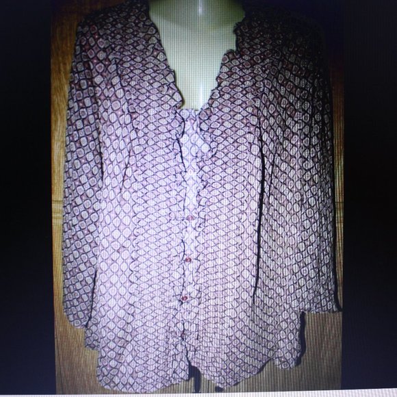 Cato Women's Button Down Blouse Plus 22/24 Brown Print - Picture 1 of 4